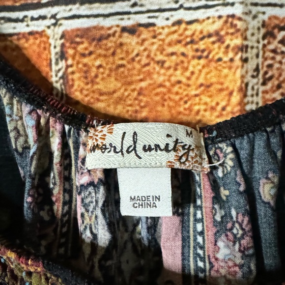 World Unity Boho Blouse Sz M - Picture 6 of 6